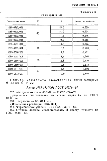 ГОСТ 24271-80 Шарниры под сварку на кассетные пресс-формы для изготовления резинотехнических изделий. Конструкция и размеры (фото 5 из 7)