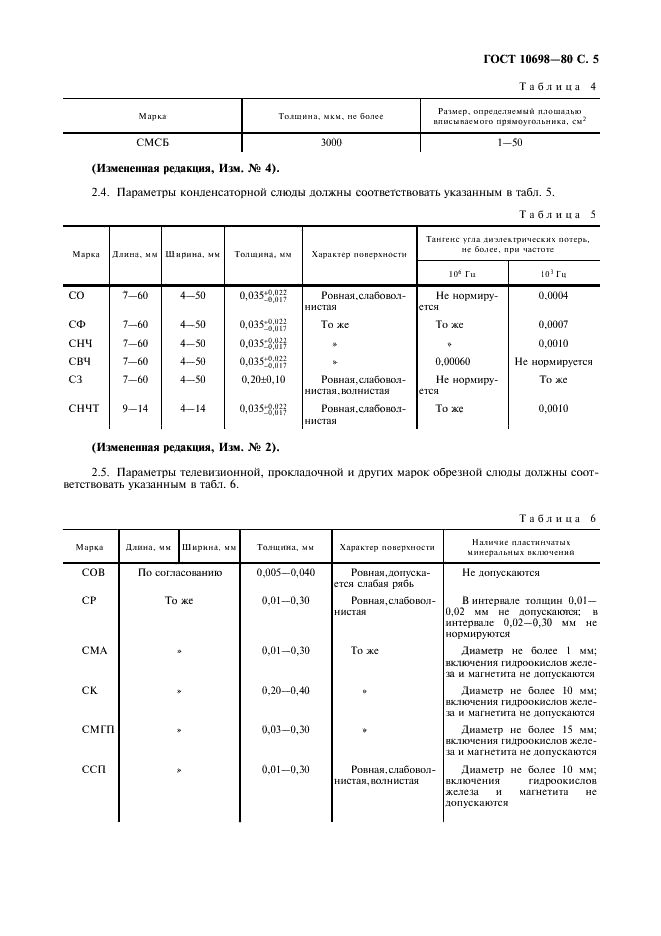 ГОСТ 10698-80 Слюда. Типы, марки и основные параметры (фото 6 из 11)