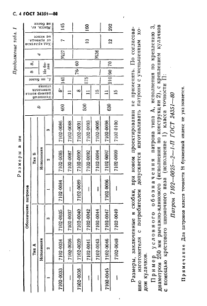 ГОСТ 24351-80 Патроны токарные самоцентрирующие трех- и двухкулачковые клиновые и рычажно-клиновые. Основные размеры (фото 5 из 11)