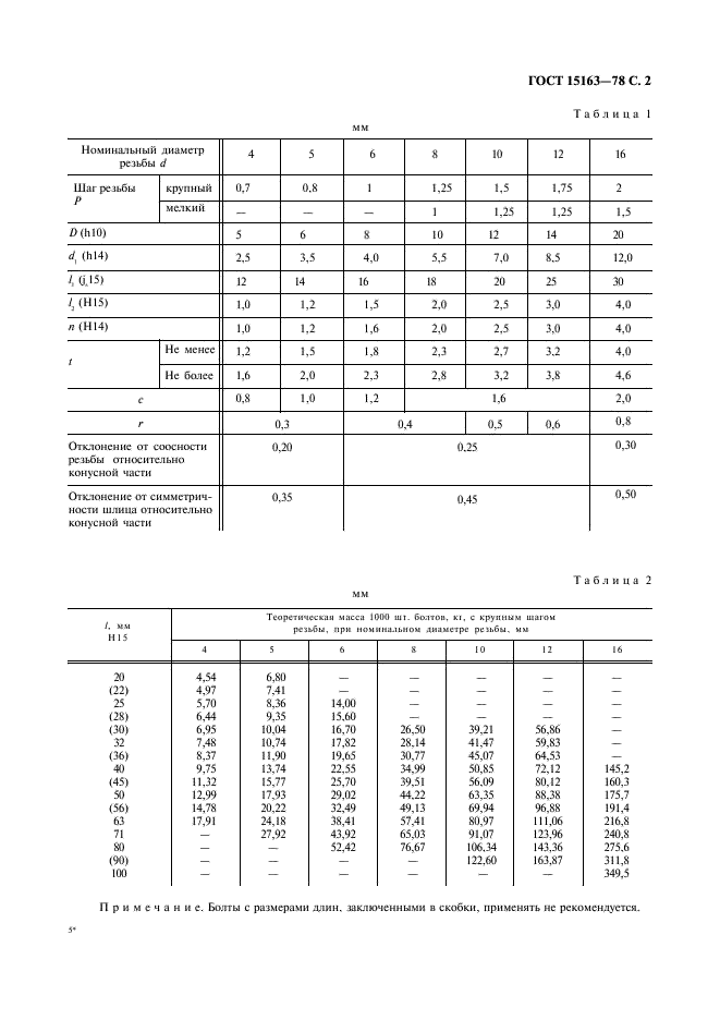 ГОСТ 15163-78 Болты конические повышенной точности. Технические условия (фото 3 из 4)