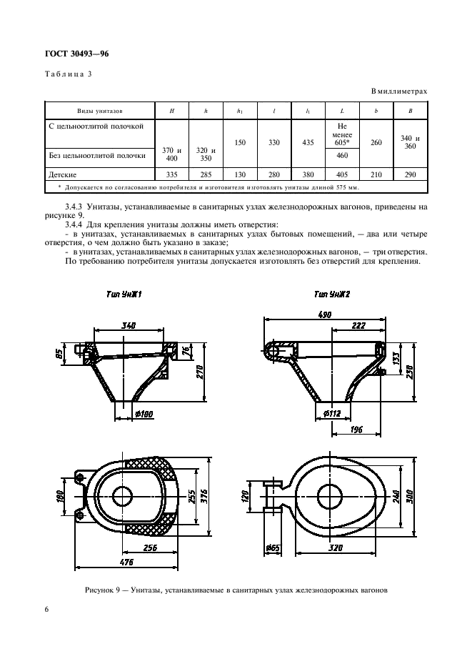 ГОСТ 30493-96 Изделия санитарные керамические. Типы и основные размеры (фото 9 из 16)