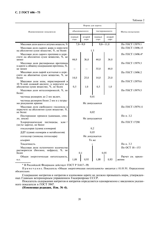 ГОСТ 606-75 Шрот хлопковый. Технические условия (фото 2 из 5)