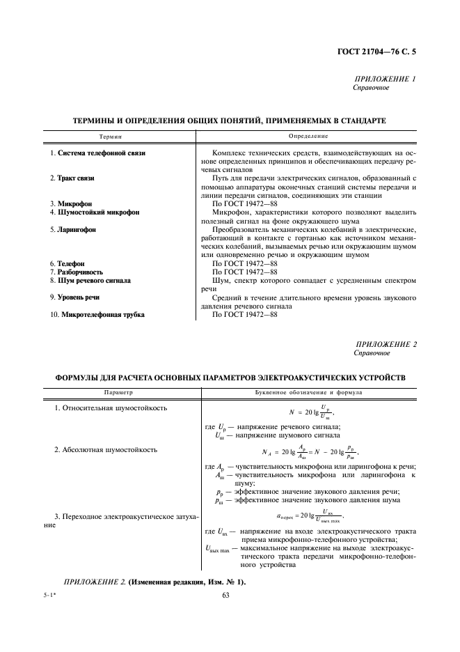 ГОСТ 21704-76 Устройства электроакустические шумозащищенные систем телефонной связи. Термины и определения (фото 5 из 5)