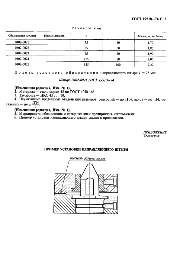 ГОСТ 19510-74 Штыри направляющие для облицованных кокилей. Конструкция и размеры (фото 3 из 4)
