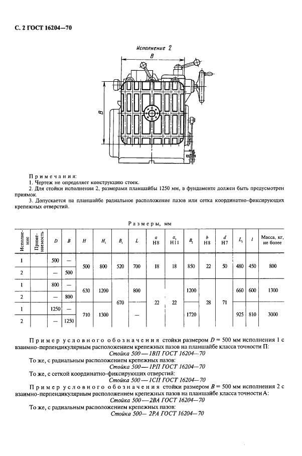 ГОСТ 16204-70 Стойки делительные одноопорные с электромеханическим приводом. Размеры (фото 2 из 4)