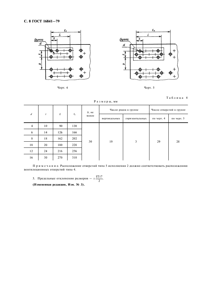 ГОСТ 16841-79 Отверстия вентиляционные приборных корпусов радиоэлектронных и электротехнических изделий. Типы, конструкция и размеры (фото 9 из 11)