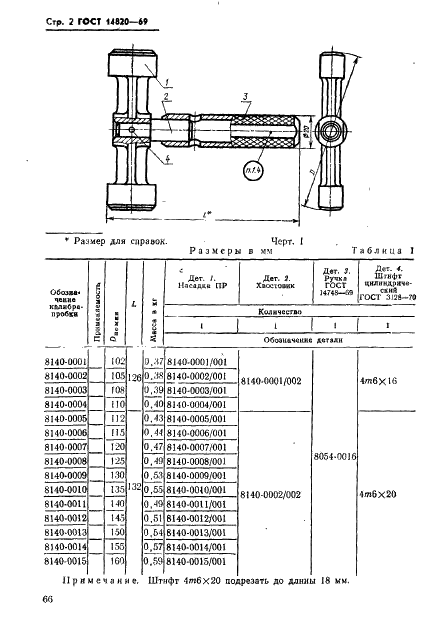 ГОСТ 14820-69 Калибры-пробки гладкие проходные неполные штампованные диаметром свыше 100 до 160 мм. Конструкция и размеры (фото 2 из 7)