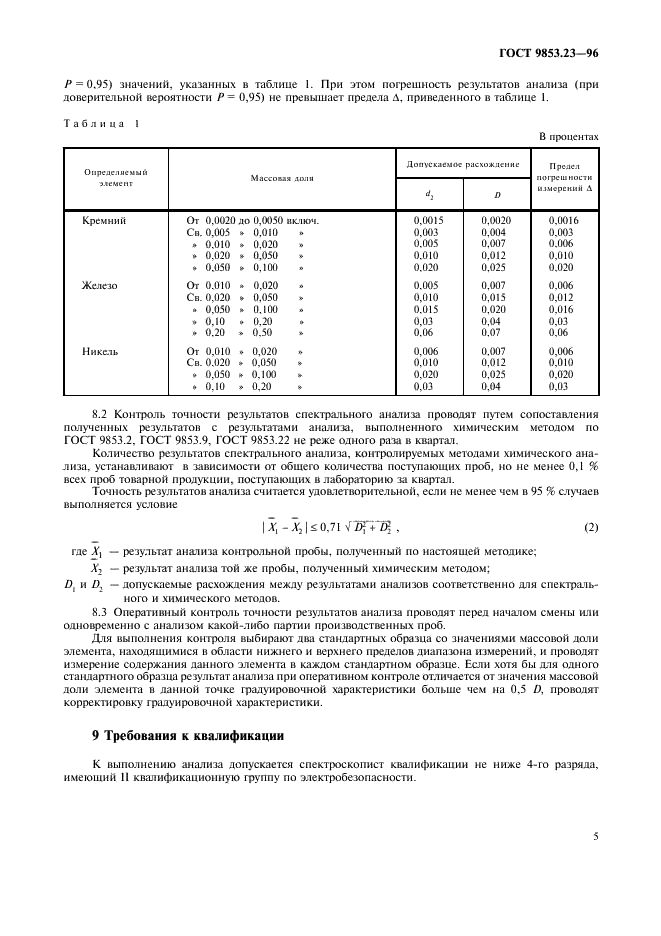 ГОСТ 9853.23-96 Титан губчатый. Спектральный метод определения кремния, железа, никеля (фото 7 из 8)