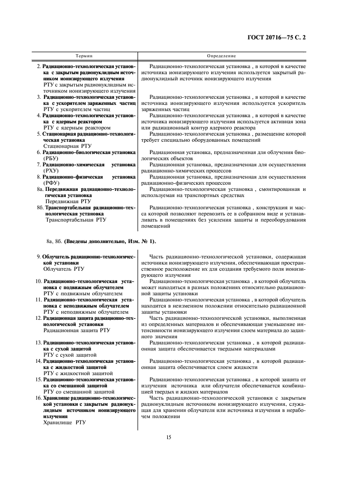 ГОСТ 20716-75 Установки радиационно-технологические. Термины и определения (фото 2 из 7)