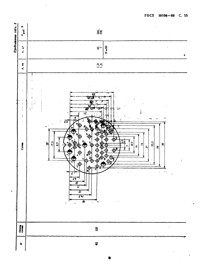 ГОСТ 19104-88 Соединители низкочастотные на напряжение до 1500 В цилиндрические. Основные параметры и размеры (фото 57 из 68)