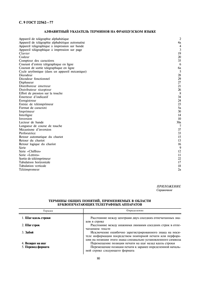 ГОСТ 22562-77 Аппараты телеграфные буквопечатающие. Термины и определения (фото 9 из 10)