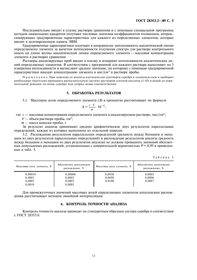 ГОСТ 28353.2-89 Серебро. Метод атомно-эмиссионного анализа с индукционной плазмой (фото 5 из 6)