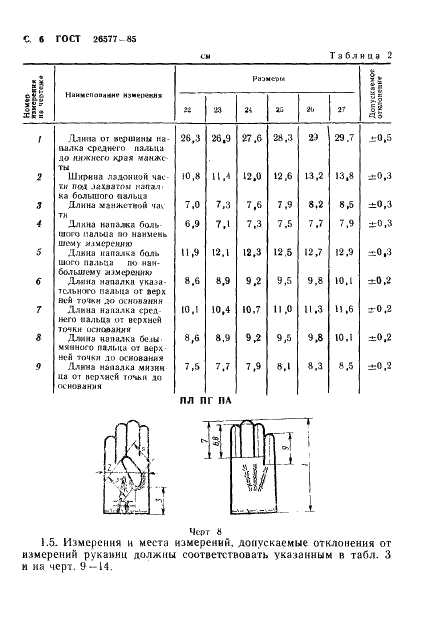 ГОСТ 26577-85 Перчатки и рукавицы на меховой подкладке для военнослужащих. Технические условия (фото 8 из 68)