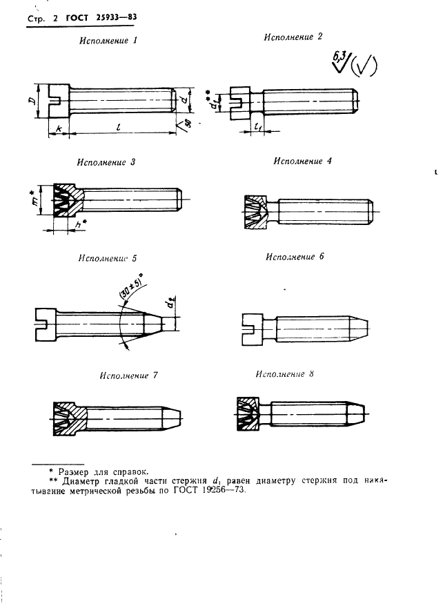 ГОСТ 25933-83 Винты электротехнические с уменьшенным диаметром цилиндрической головки. Конструкция и размеры (фото 4 из 8)
