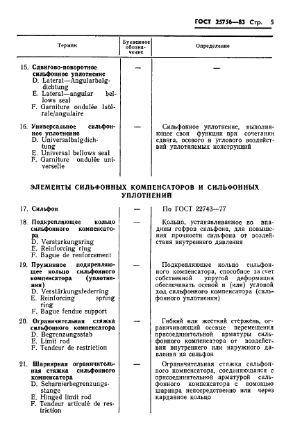 ГОСТ 25756-83 Компенсаторы и уплотнения сильфонные. Термины и определения (фото 6 из 20)