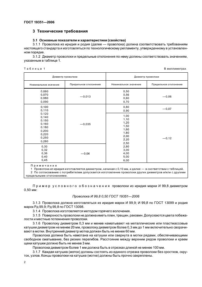 ГОСТ 19351-2006 Проволока из иридия и родия. Технические условия (фото 5 из 11)