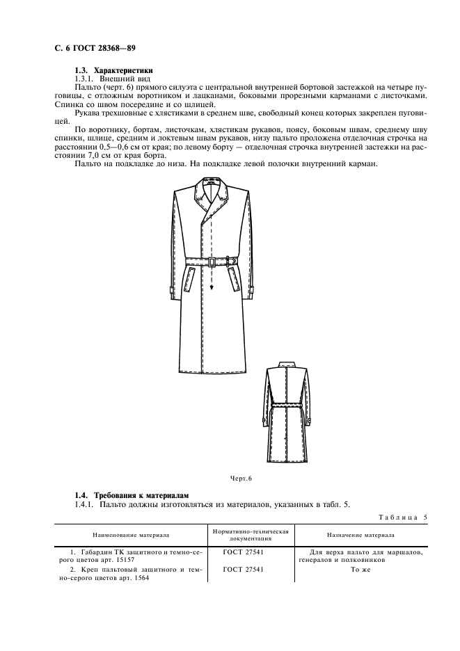 ГОСТ 28368-89 Пальто форменное летнее для военнослужащих. Технические условия (фото 7 из 23)