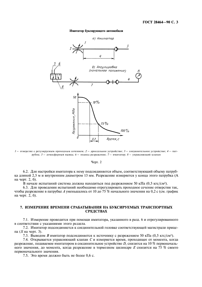 ГОСТ 28464-90 Караваны и легкие прицепы. Вакуумные тормозные системы. Метод определения времени срабатывания (фото 4 из 7)