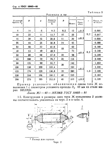 ГОСТ 10493-81 Линзы уплотнительные жесткие и компенсирующие на Ру 20-100 МПа (200-1000 кгс/см кв). Технические условия (фото 6 из 22)