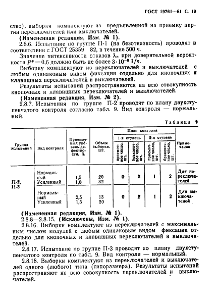 ГОСТ 19761-81 Переключатели и выключатели модульные кнопочные и клавишные. Общие технические условия (фото 20 из 46)