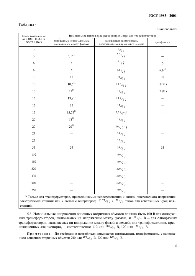 ГОСТ 1983-2001 Трансформаторы напряжения. Общие технические условия (фото 8 из 35)