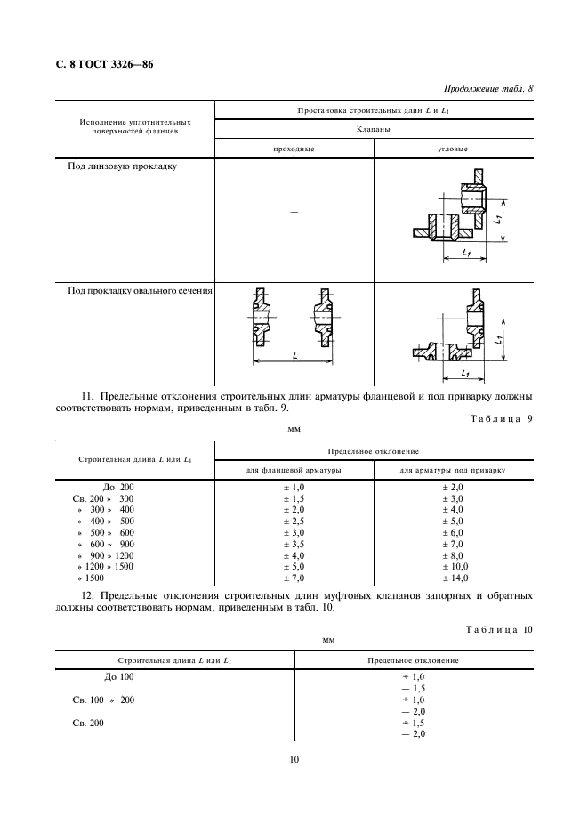ГОСТ 3326-86 Клапаны запорные, клапаны и затворы обратные. Строительные длины (фото 10 из 11)