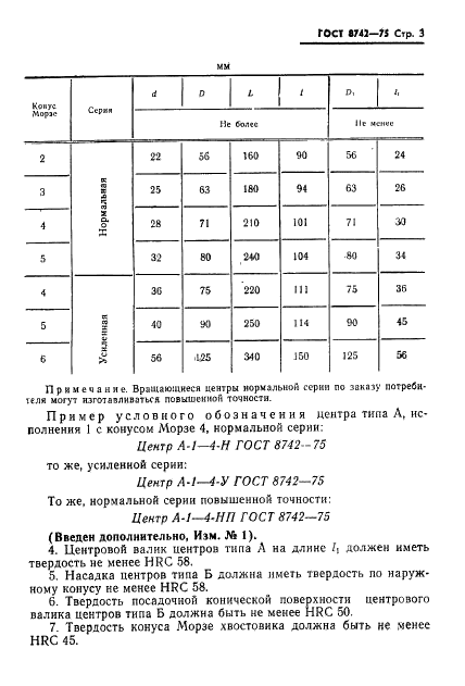 ГОСТ 8742-75 Центры станочные вращающиеся. Типы и основные размеры (фото 4 из 9)