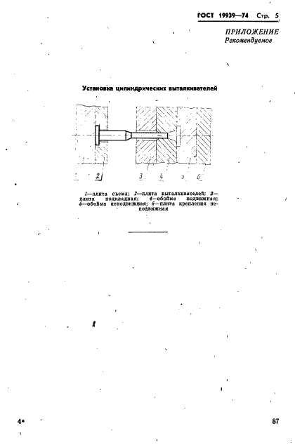 ГОСТ 19939-74 Выталкиватели цилиндрические пресс-форм литья под давлением. Конструкция и размеры (фото 5 из 6)
