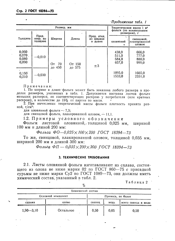 ГОСТ 18394-73 Фольга свинцовая, плакированная оловом, и оловянная. Технические условия (фото 3 из 9)