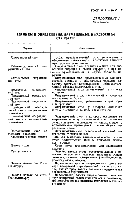 ГОСТ 26161-89 Столы операционные. Общие технические требования и методы испытаний (фото 18 из 27)