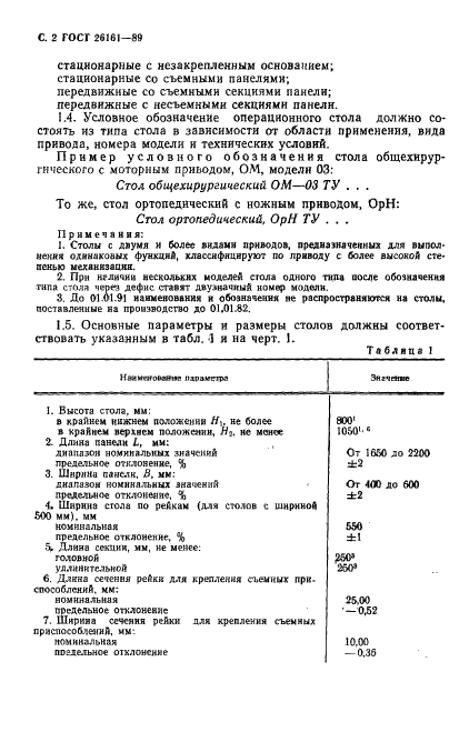 ГОСТ 26161-89 Столы операционные. Общие технические требования и методы испытаний (фото 3 из 27)