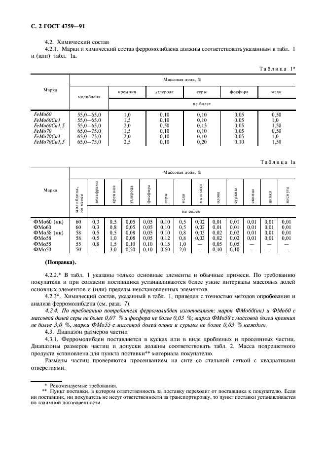 ГОСТ 4759-91 Ферромолибден. Технические требования и условия поставки (фото 3 из 7)