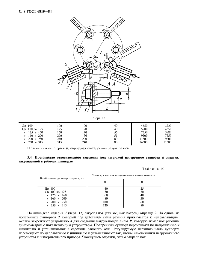 ГОСТ 6819-84 Полуавтоматы токарные многошпиндельные горизонтальные патронные. Нормы точности и жесткости (фото 9 из 12)
