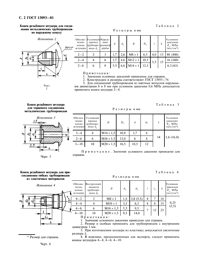 ГОСТ 13093-81 Газоанализаторы. Присоединительные размеры для шланговых и резьбовых соединений (фото 3 из 7)