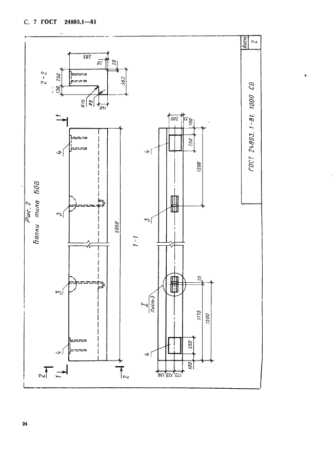 ГОСТ 24893.1-81 Балки обвязочные железобетонные для зданий промышленных предприятий. Конструкция и размеры (фото 7 из 19)