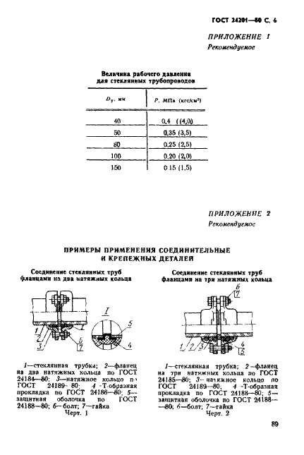 ГОСТ 24201-80 Соединительные и крепежные детали стеклянных трубопроводов. Технические условия (фото 6 из 25)