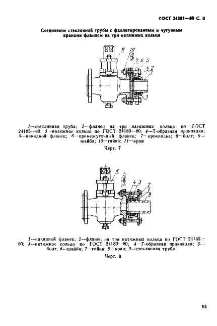ГОСТ 24201-80 Соединительные и крепежные детали стеклянных трубопроводов. Технические условия (фото 8 из 25)