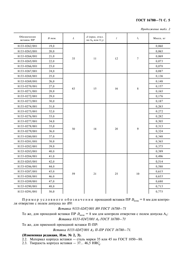 ГОСТ 16780-71 Калибры-пробки гладкие двусторонние со вставкой ПР, оснащенной твердым сплавом, диаметром от 6,3 до 50 мм. Конструкция и размеры (фото 6 из 7)