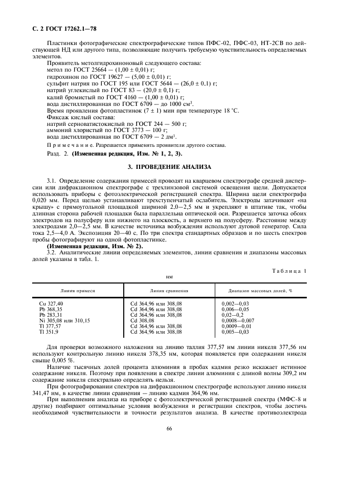 ГОСТ 17262.1-78 Кадмий. Метод спектрального определения меди, никеля, свинца и таллия (фото 2 из 5)
