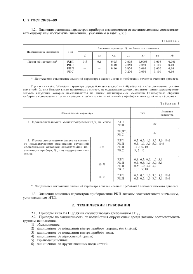 ГОСТ 28258-89 Приборы рентгенорадиометрические. Типы, основные параметры и технические требования (фото 3 из 7)