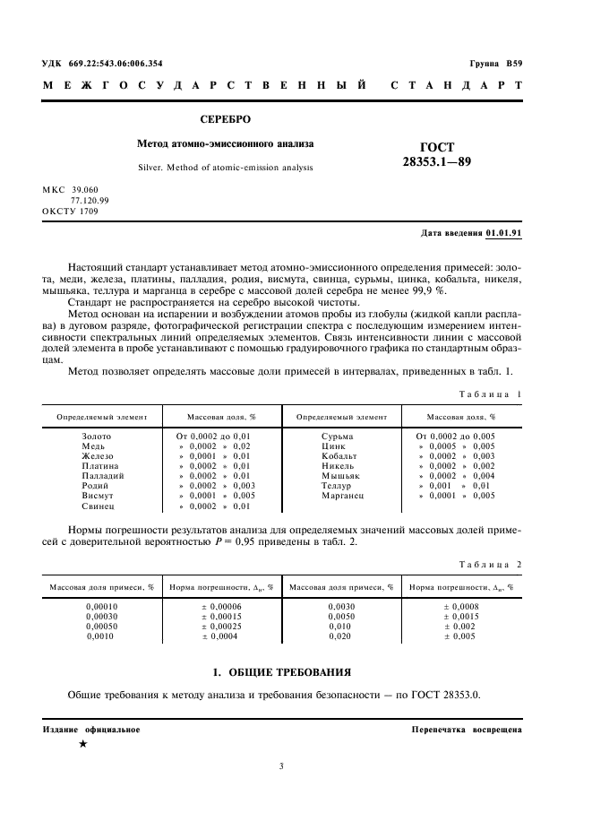 ГОСТ 28353.1-89 Серебро. Метод атомно-эмиссионного анализа (фото 1 из 4)
