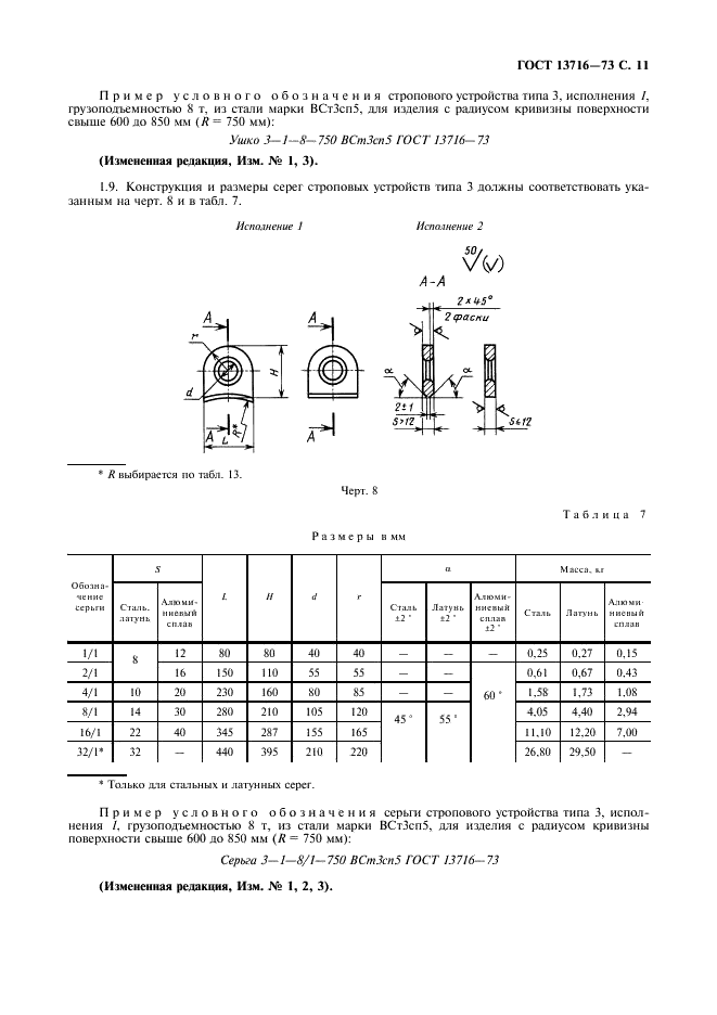 ГОСТ 13716-73 Устройства строповые для сосудов и аппаратов. Технические условия (фото 12 из 22)