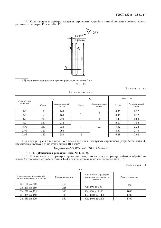 ГОСТ 13716-73 Устройства строповые для сосудов и аппаратов. Технические условия (фото 18 из 22)