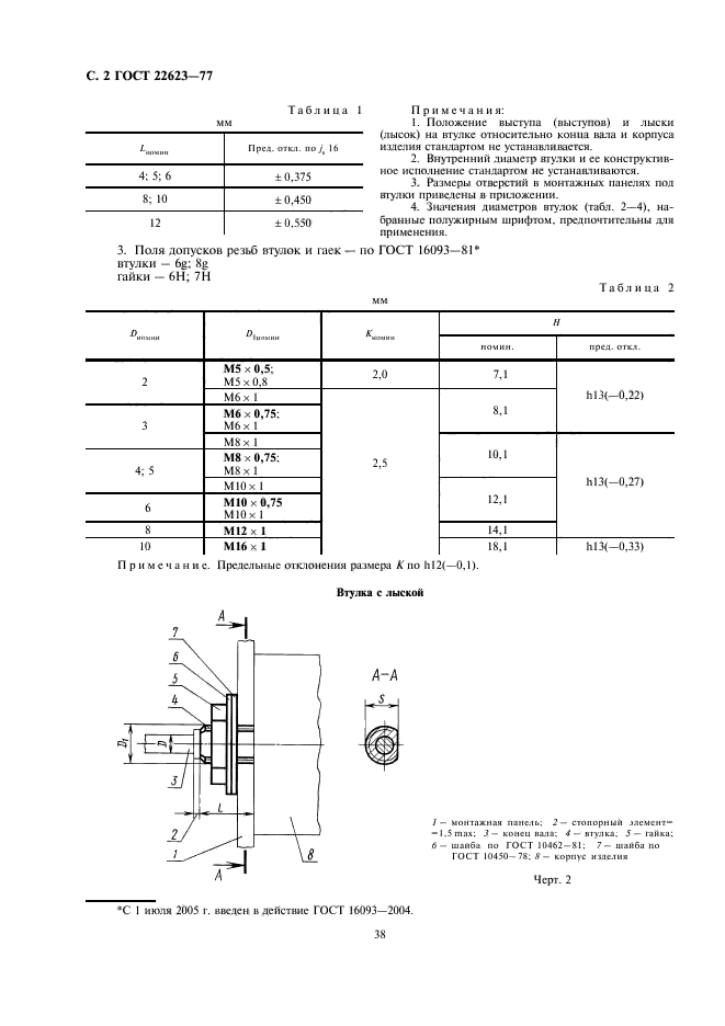 ГОСТ 22623-77 Элементы крепления изделий электронной техники, управляемых с помощью вала. Основные размеры (фото 2 из 4)