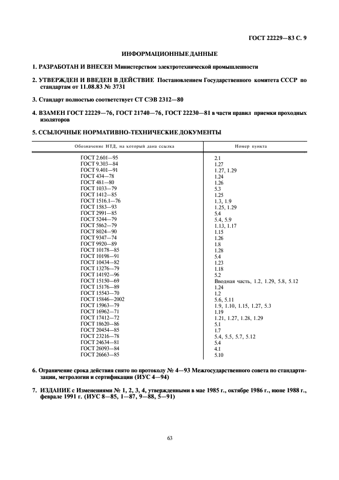 ГОСТ 22229-83 Изоляторы керамические проходные на напряжение св. 1000 В. Общие технические условия (фото 9 из 9)