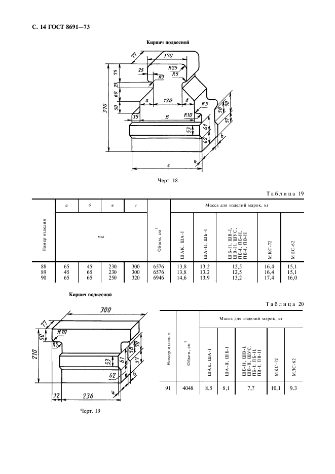 ГОСТ 8691-73 Изделия огнеупорные общего назначения. Форма и размеры (фото 16 из 20)