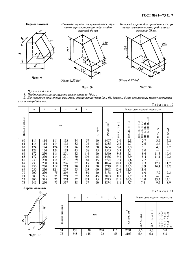 ГОСТ 8691-73 Изделия огнеупорные общего назначения. Форма и размеры (фото 9 из 20)