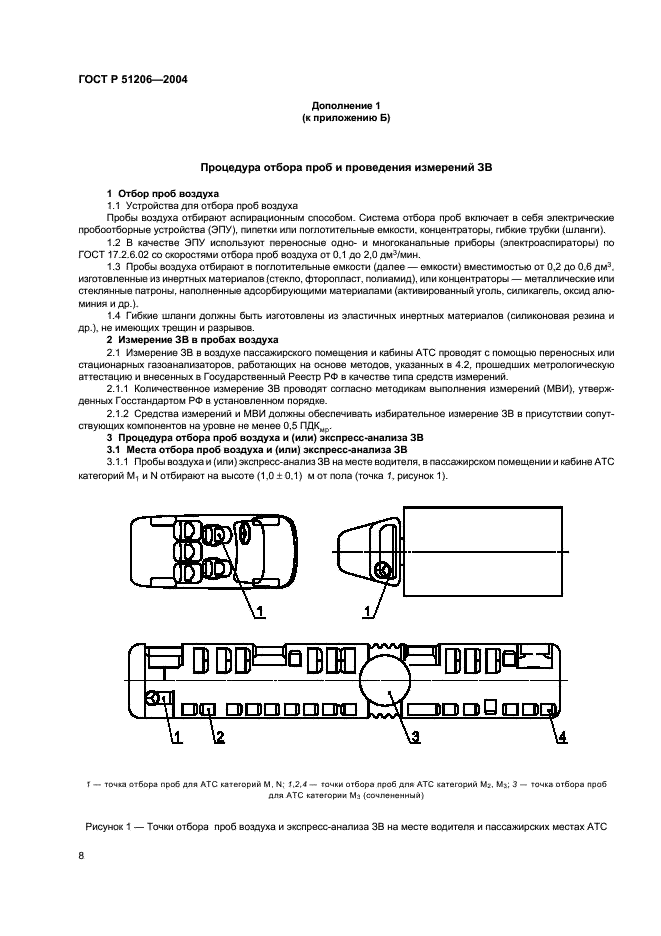 ГОСТ Р 51206-2004 Автотранспортные средства. Содержание загрязняющих веществ в воздухе пассажирского помещения и кабины. Нормы и методы испытаний (фото 11 из 15)