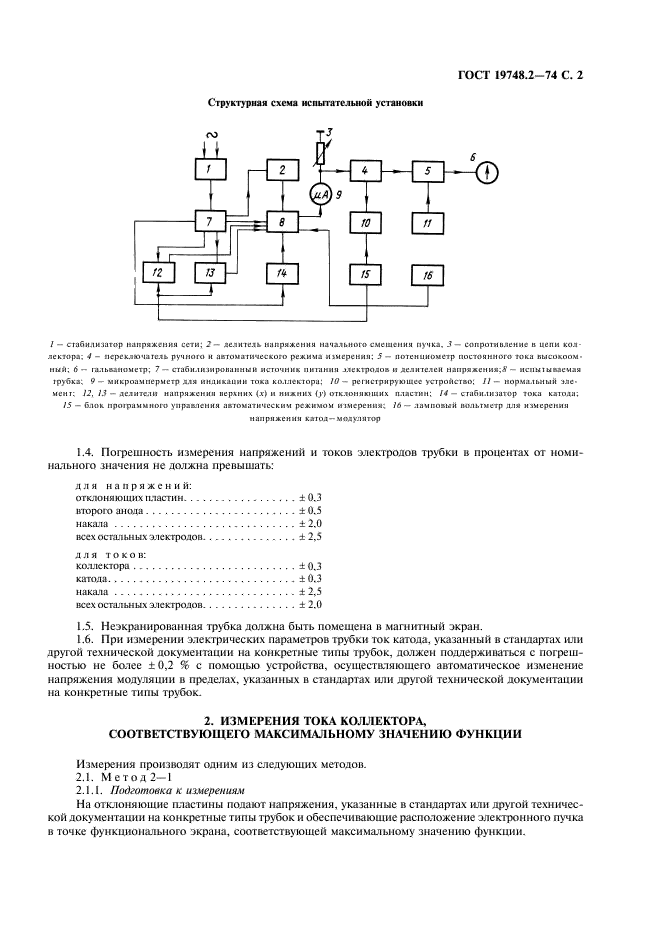 ГОСТ 19748.2-74 Трубки электронно-лучевые функциональные. Методы измерения основных параметров (фото 3 из 8)