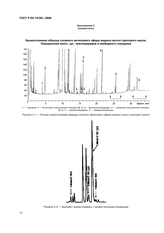 ГОСТ Р ЕН 14105-2008 Производные жиров и масел. Метиловые эфиры жирных кислот (FAME). Определение содержания свободного и общего глицерина, моно-, ди-, триглицеридов (метод сравнения) (фото 13 из 19)